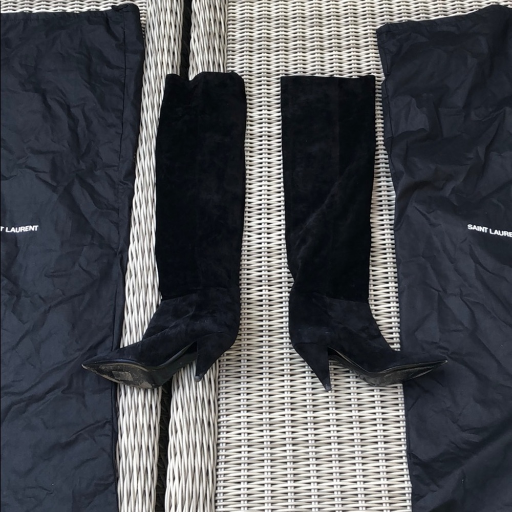 Saint Laurent Era Black Suede Slouchy Boot 37